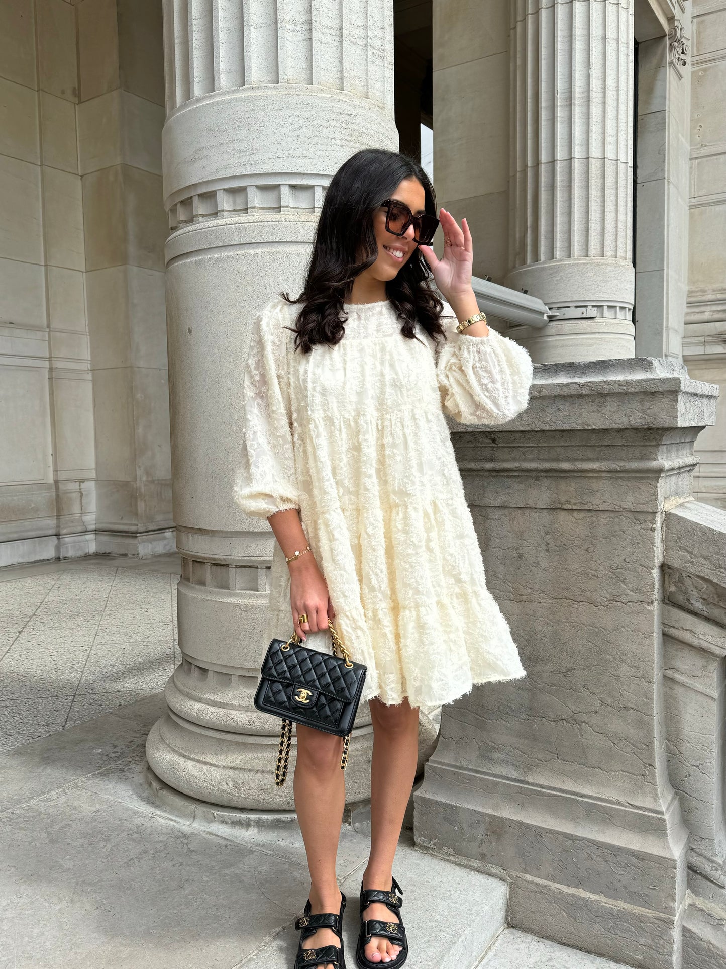ROBE PLUME BEIGE