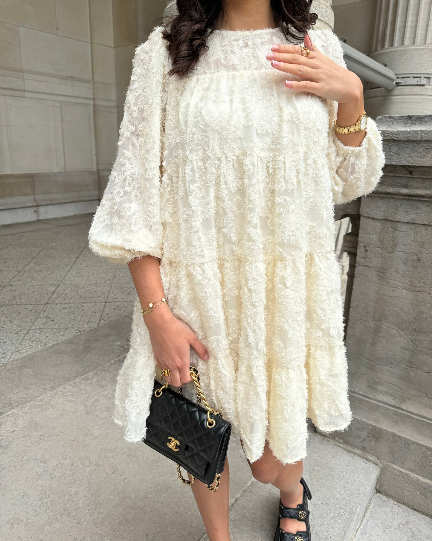 ROBE PLUME BEIGE